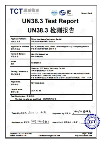 tg 51314 r un38.3 test report