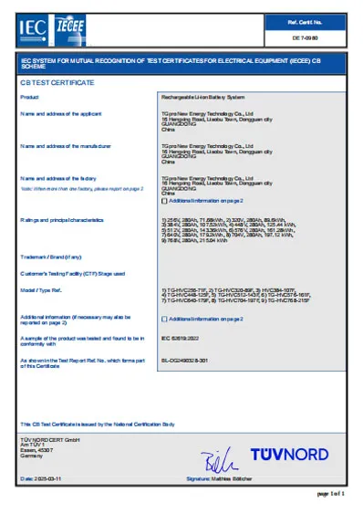tg hvc768 215f cb test report