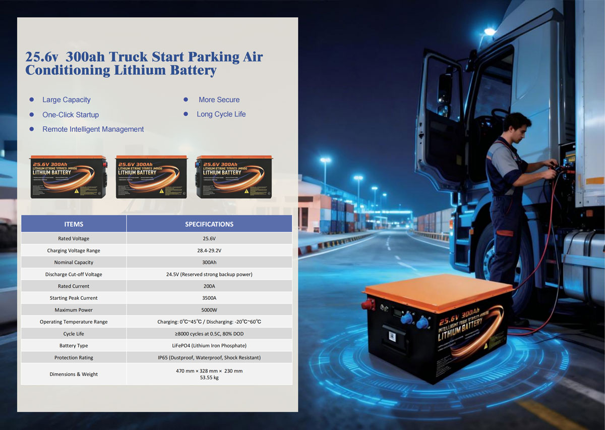 Summary of LiFePO4 12V Battery 25.6V 300Ah Truck Start Parking Air Conditioning Lithium Battery Summary of LiFePO4 12V Battery 25.6V 300Ah Truck Start Parking Air Conditioning Lithium Battery